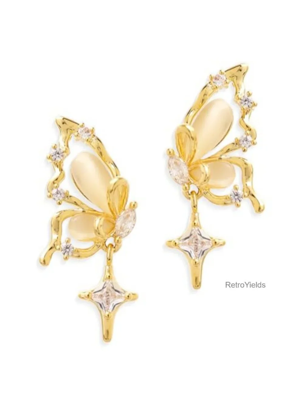 Pearl Flower Leaf Stud Earrings for Women Gold Plated Statement CZ Earrings